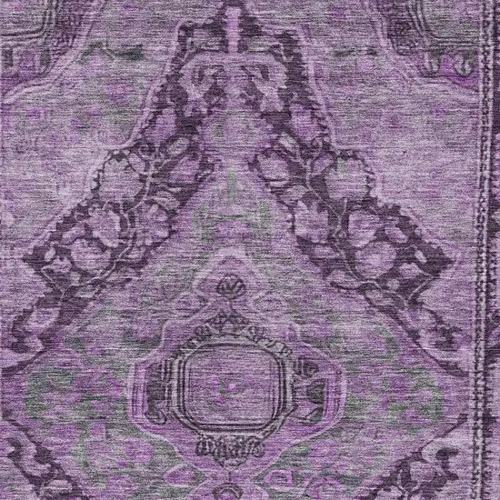 Eggplant And Lavender Medallion Washable Indoor Outdoor Area Rug Photo 3