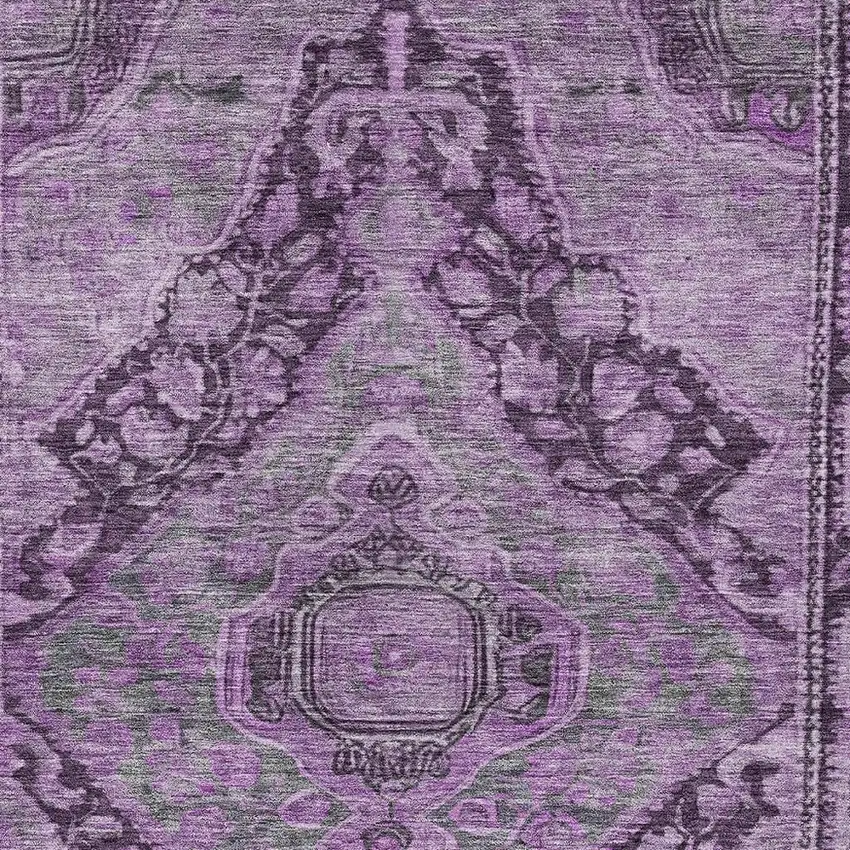 Eggplant And Lavender Medallion Washable Indoor Outdoor Area Rug Photo 3