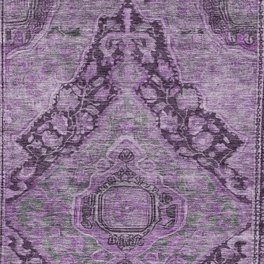 Eggplant And Lavender Medallion Washable Indoor Outdoor Area Rug Photo 3