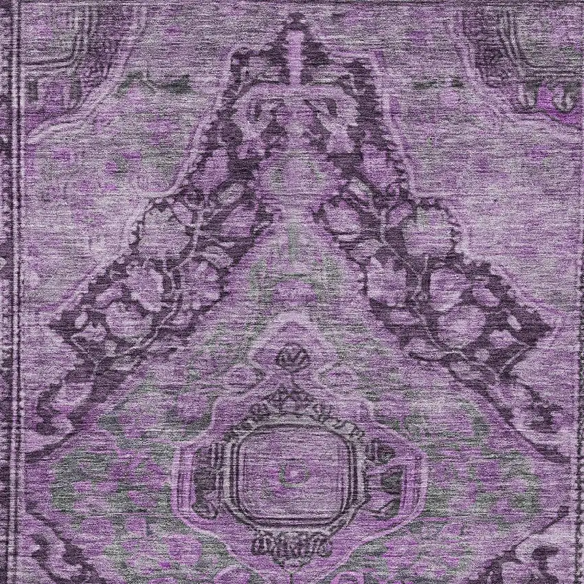 Eggplant And Lavender Medallion Washable Indoor Outdoor Area Rug Photo 7