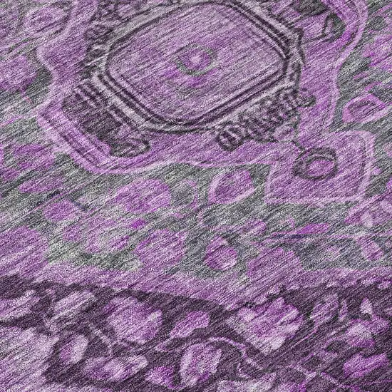 Eggplant And Lavender Medallion Washable Indoor Outdoor Area Rug Photo 9