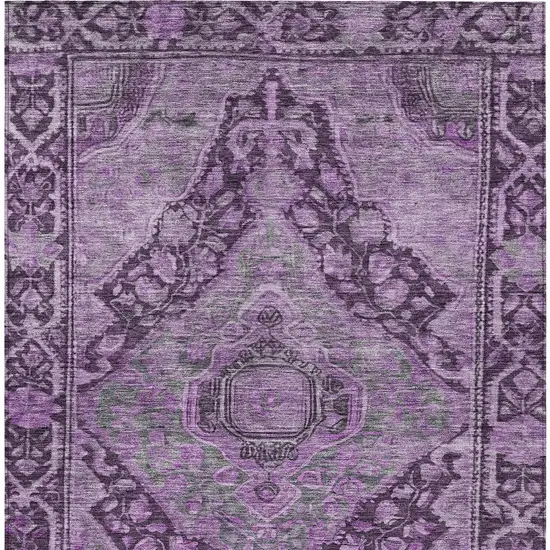 Eggplant And Lavender Medallion Washable Indoor Outdoor Area Rug Photo 6