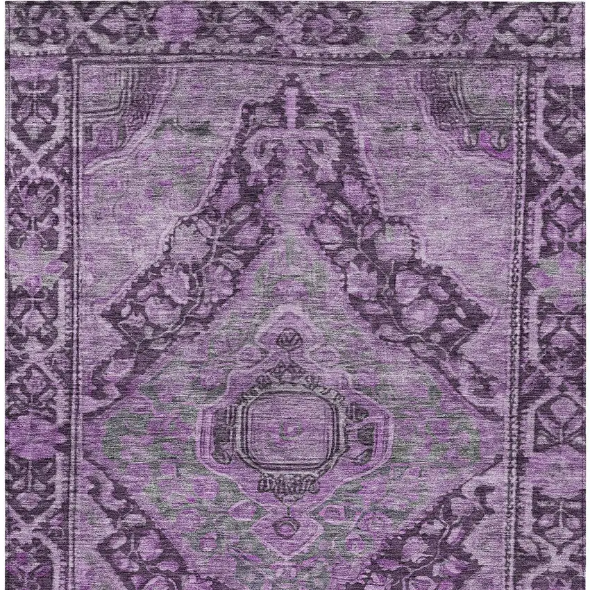Eggplant And Lavender Medallion Washable Indoor Outdoor Area Rug Photo 6