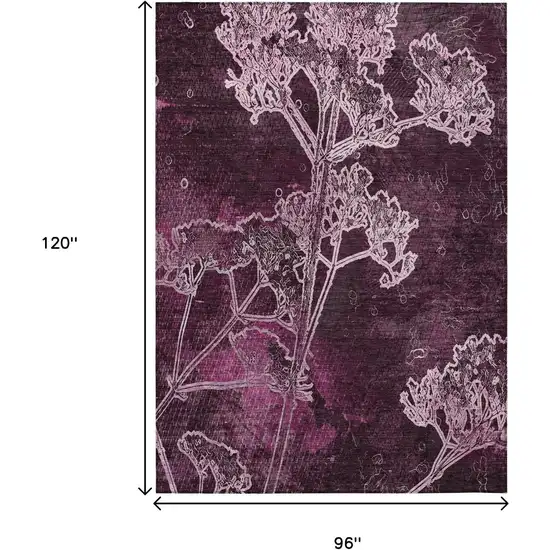 Eggplant And Plum Floral Washable Indoor Outdoor Area Rug Photo 3