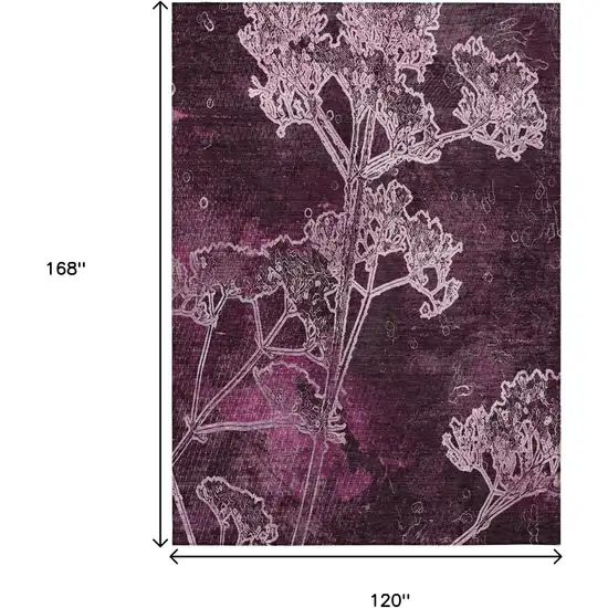 Eggplant And Plum Floral Washable Indoor Outdoor Area Rug Photo 3