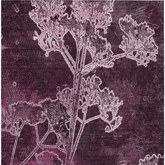 Eggplant And Plum Floral Washable Indoor Outdoor Area Rug Photo 6