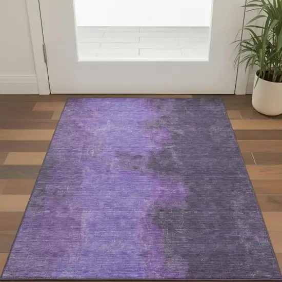 Eggplant And Purple Abstract Washable Area Rug With UV Protection Photo 2