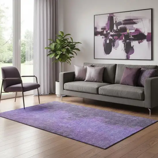 Eggplant And Purple Abstract Washable Area Rug With UV Protection Photo 2