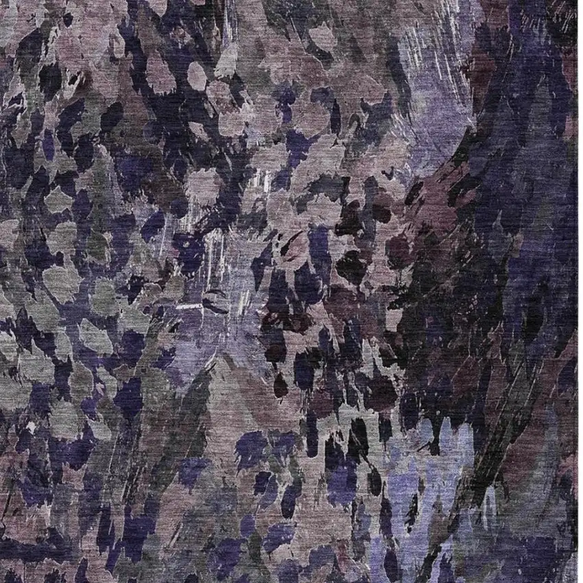 Eggplant And Purple Abstract Washable Indoor Outdoor Area Rug Photo 3