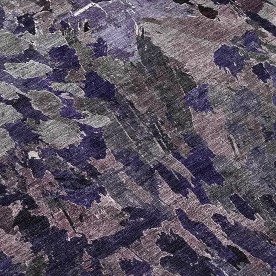 Eggplant And Purple Abstract Washable Indoor Outdoor Area Rug Photo 6
