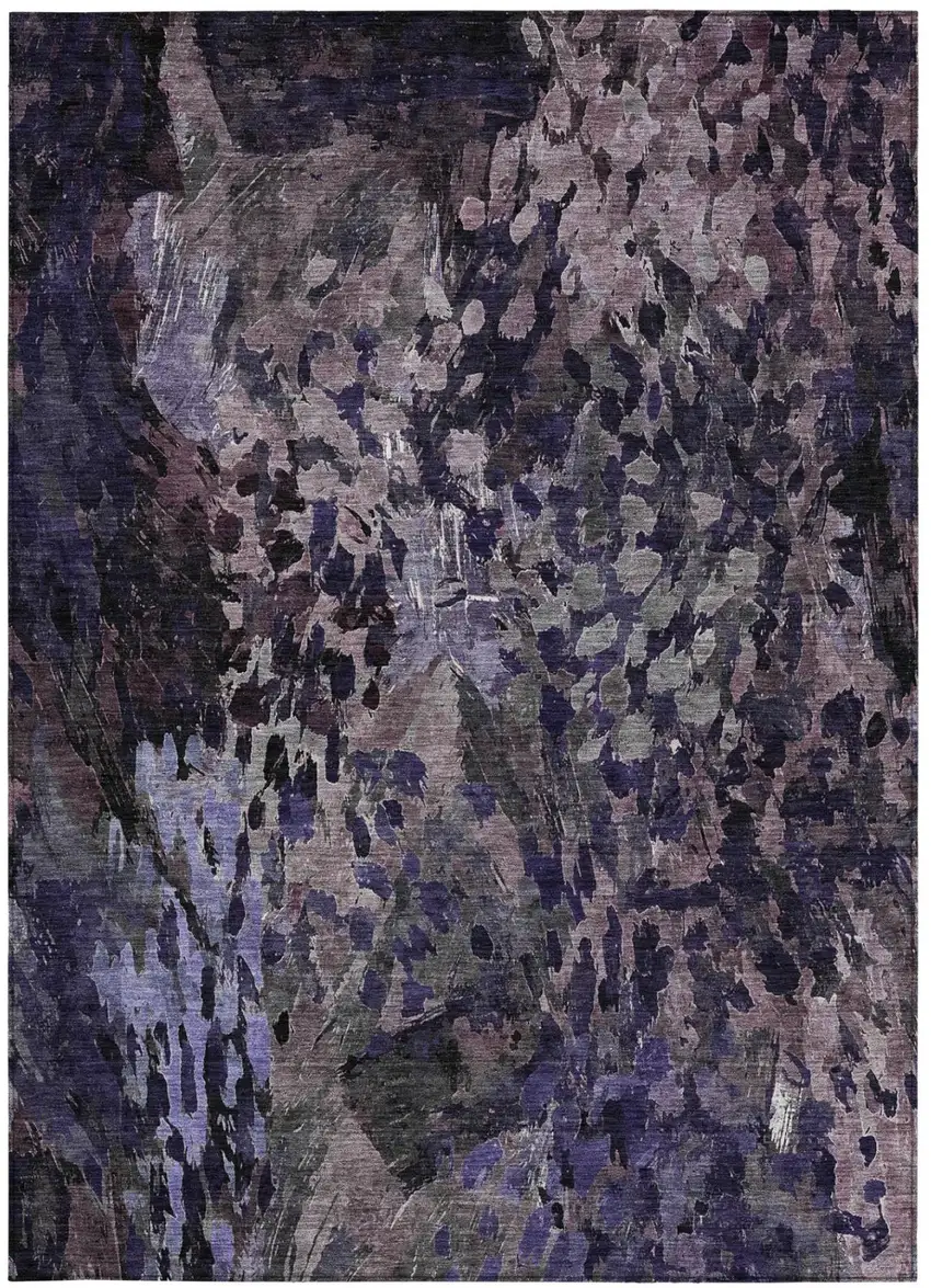 Eggplant And Purple Abstract Washable Indoor Outdoor Area Rug Photo 4