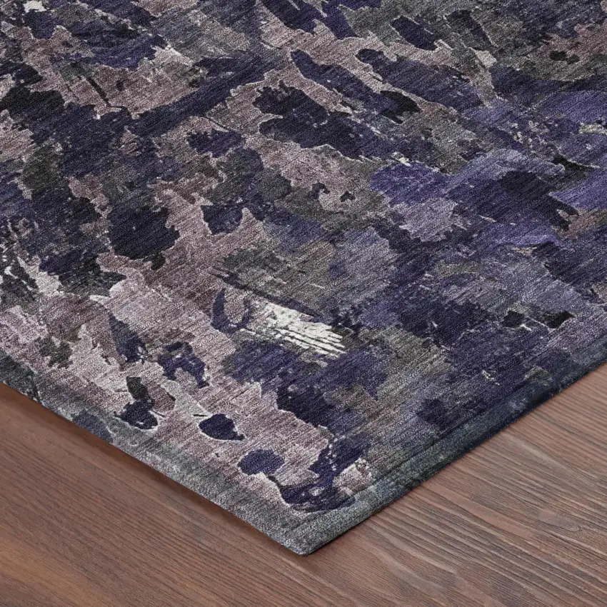 Eggplant And Purple Abstract Washable Indoor Outdoor Area Rug Photo 5