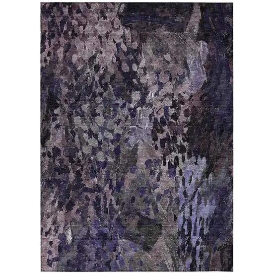 Eggplant And Purple Abstract Washable Indoor Outdoor Area Rug Photo 2