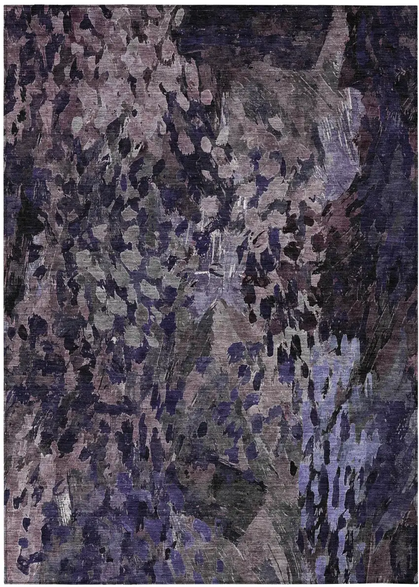 Eggplant And Purple Abstract Washable Indoor Outdoor Area Rug Photo 2