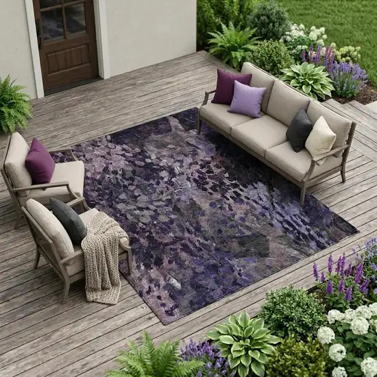 Eggplant And Purple Abstract Washable Indoor Outdoor Area Rug Photo 1