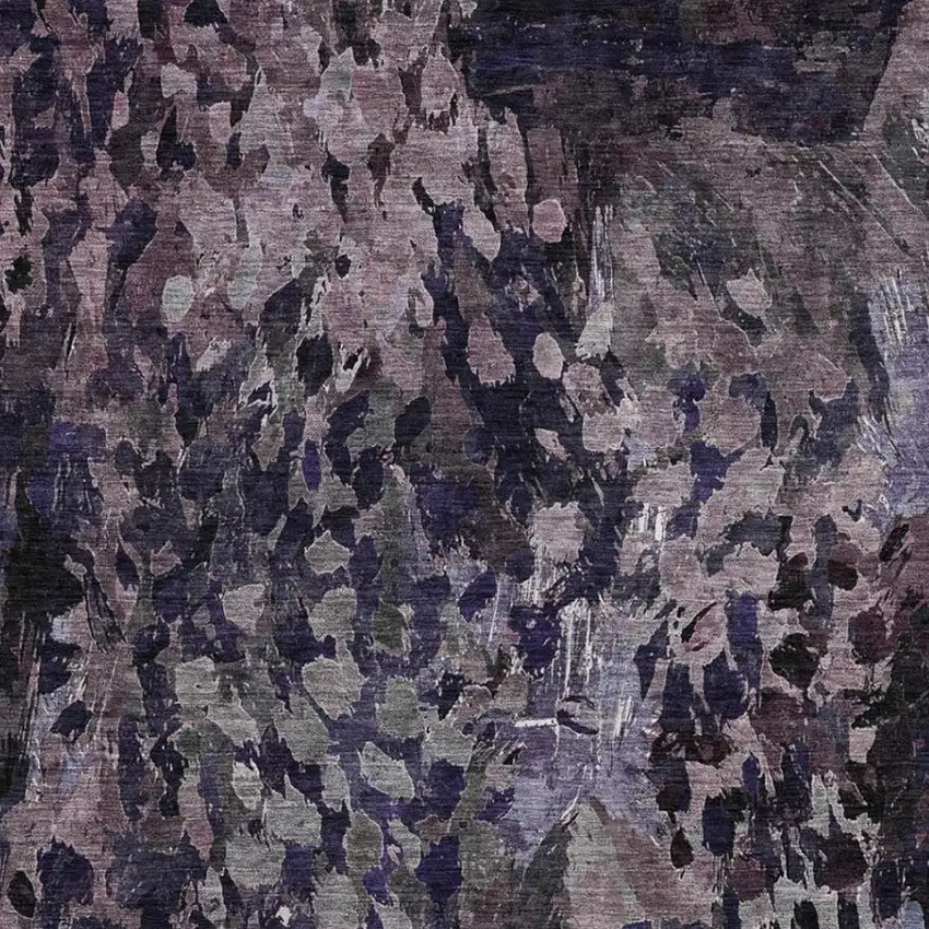 Eggplant And Purple Abstract Washable Indoor Outdoor Area Rug Photo 3
