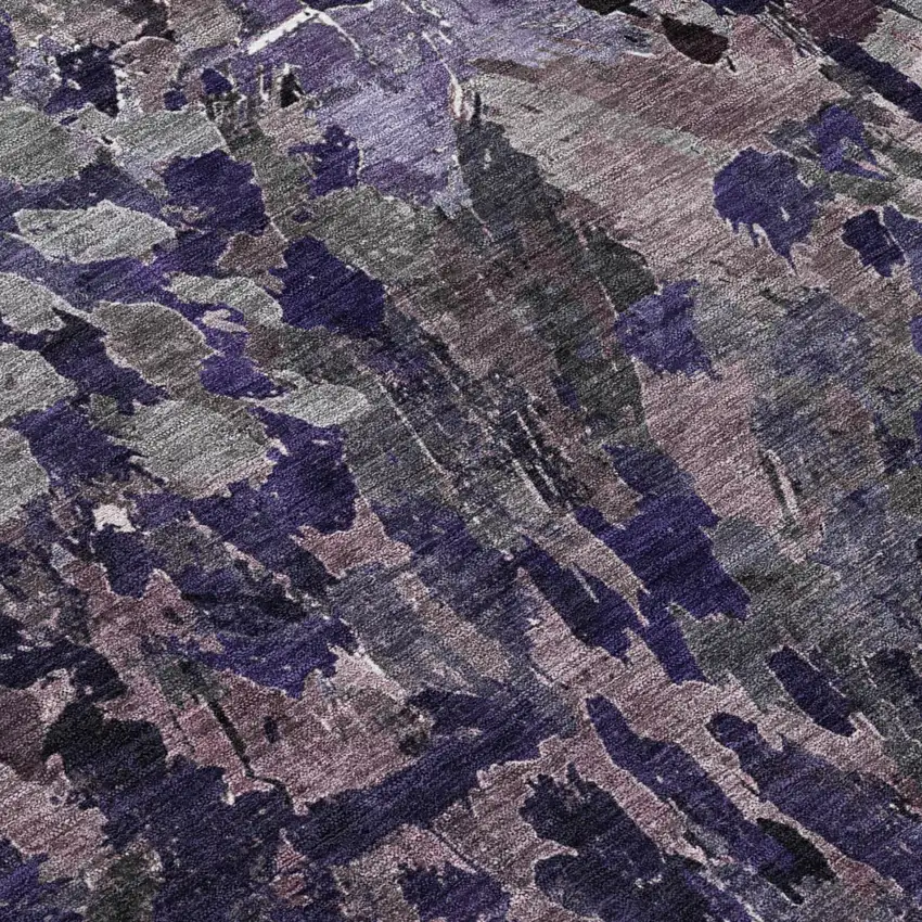 Eggplant And Purple Abstract Washable Indoor Outdoor Area Rug Photo 6