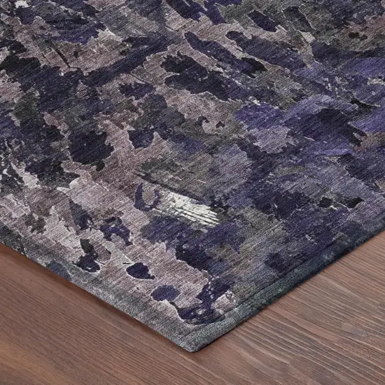 Eggplant And Purple Abstract Washable Indoor Outdoor Area Rug Photo 5