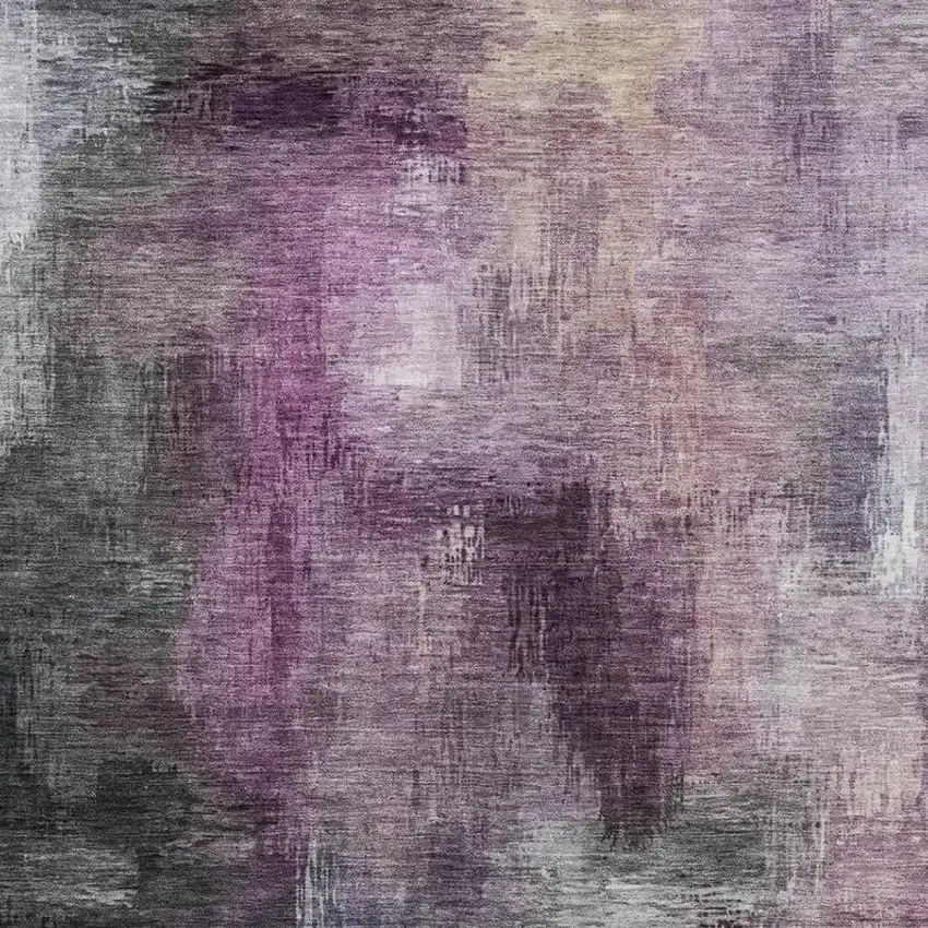 Eggplant And Purple Abstract Washable Indoor Outdoor Area Rug Photo 3