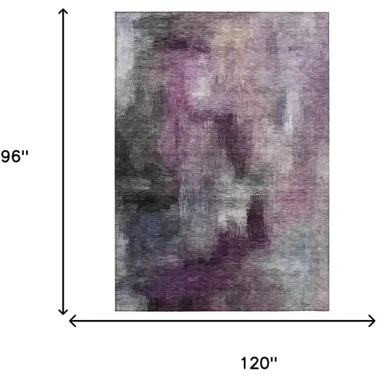 Eggplant And Purple Abstract Washable Indoor Outdoor Area Rug Photo 7