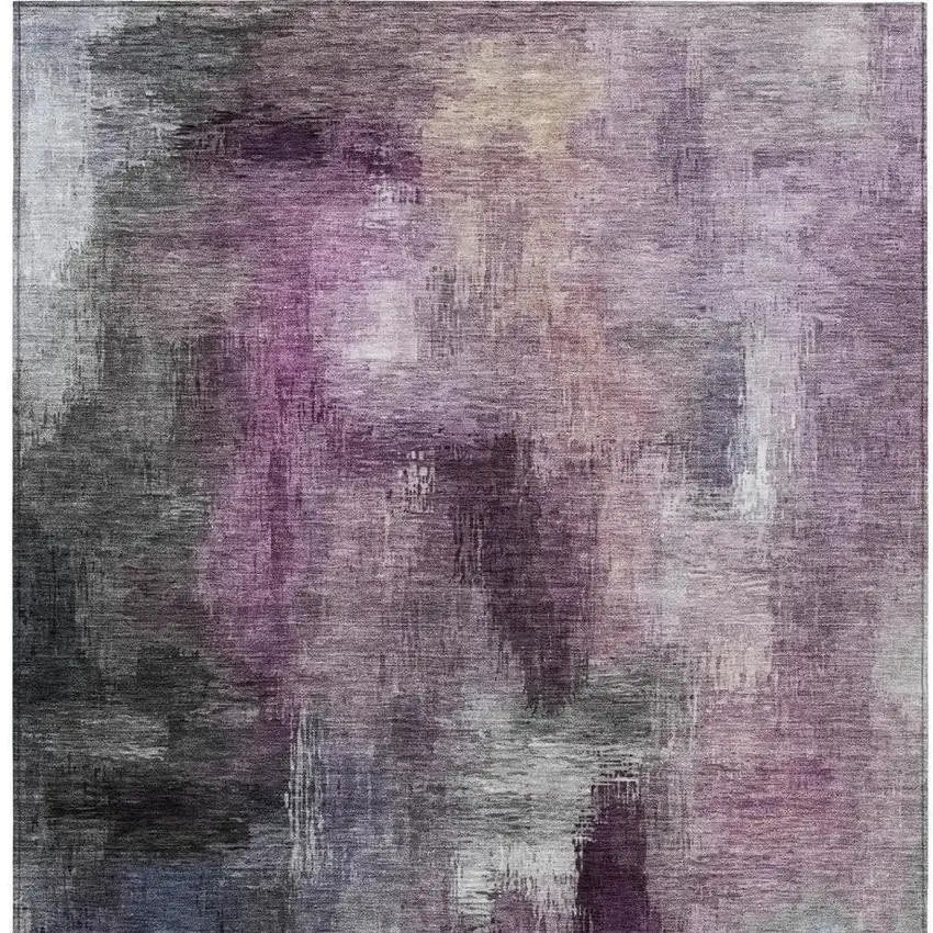 Eggplant And Purple Abstract Washable Indoor Outdoor Area Rug Photo 4