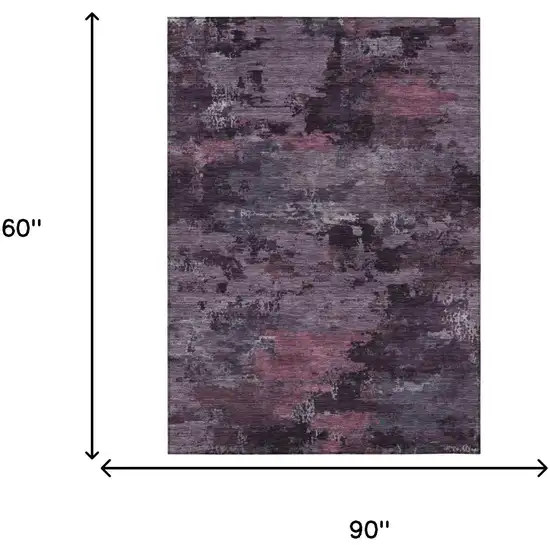Eggplant And Purple Abstract Washable Indoor Outdoor Area Rug Photo 5