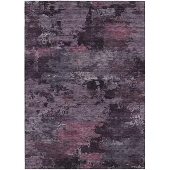 Eggplant And Purple Abstract Washable Indoor Outdoor Area Rug Photo 2