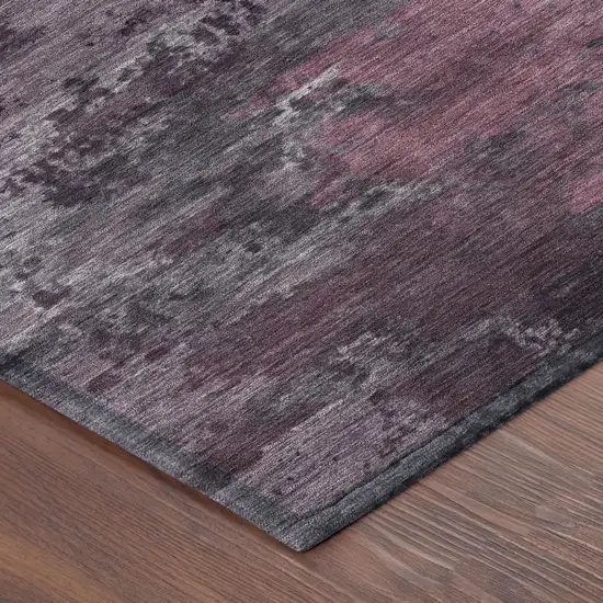 Eggplant And Purple Abstract Washable Indoor Outdoor Area Rug Photo 3