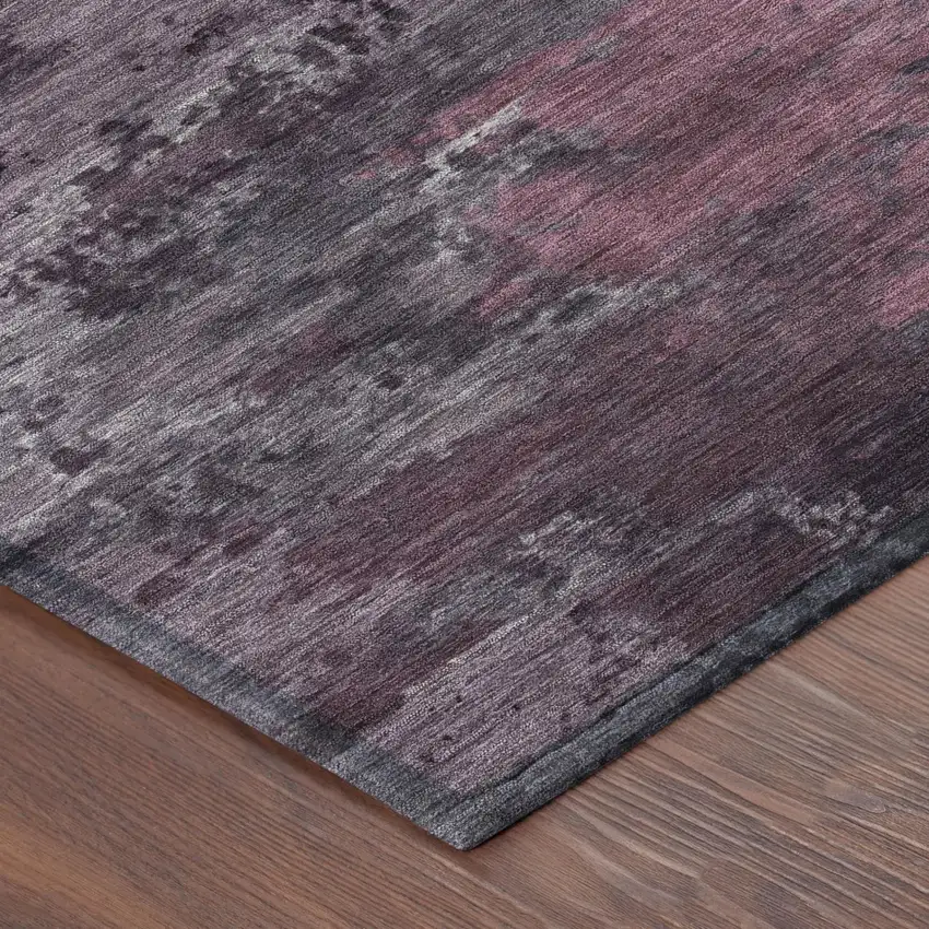 Eggplant And Purple Abstract Washable Indoor Outdoor Area Rug Photo 3