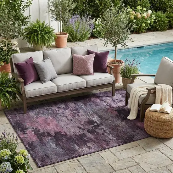 Eggplant And Purple Abstract Washable Indoor Outdoor Area Rug Photo 1