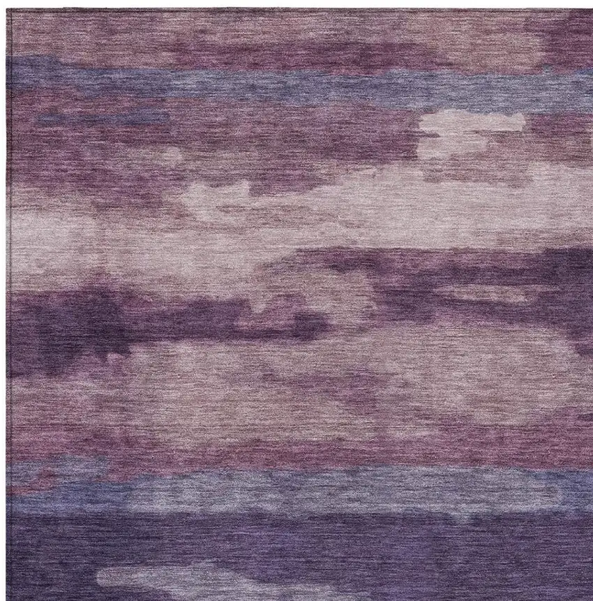 Eggplant And Purple Abstract Washable Indoor Outdoor Area Rug Photo 4