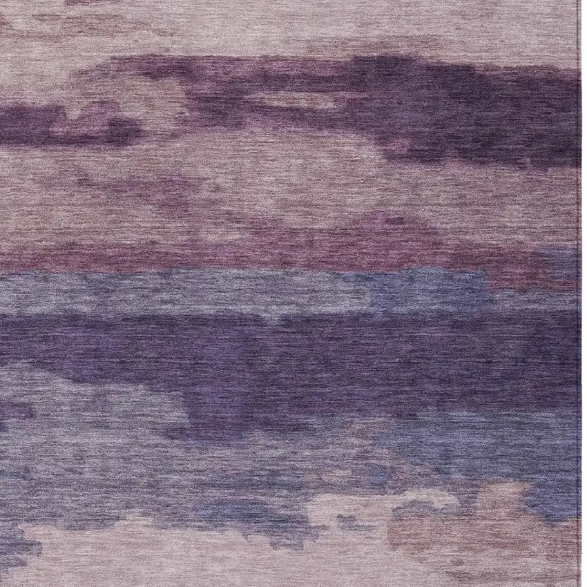Eggplant And Purple Abstract Washable Indoor Outdoor Area Rug Photo 9