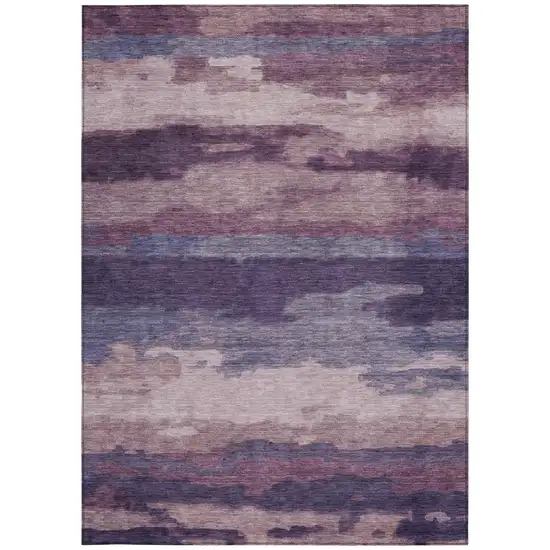 Eggplant And Purple Abstract Washable Indoor Outdoor Area Rug Photo 1