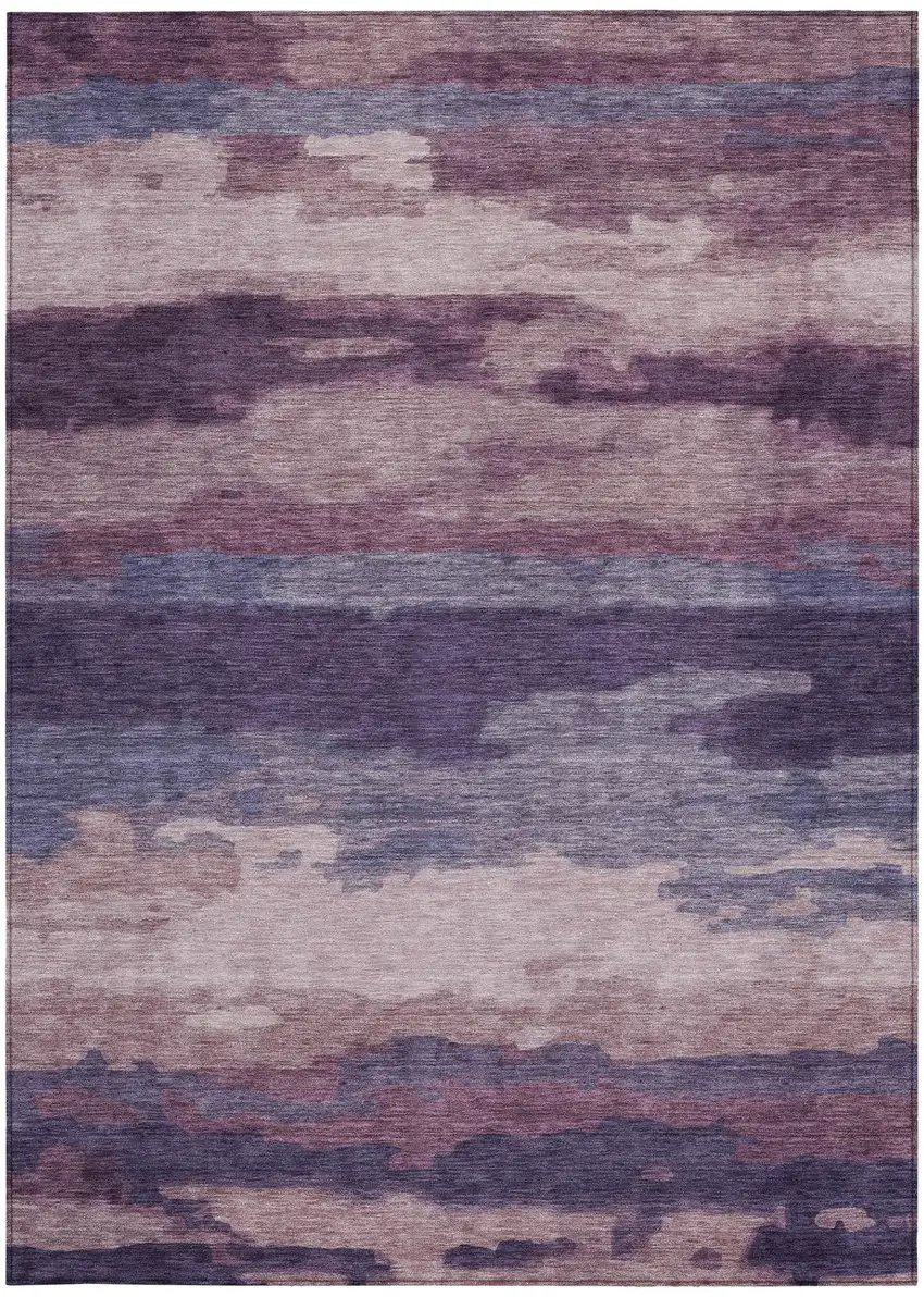 Eggplant And Purple Abstract Washable Indoor Outdoor Area Rug Photo 2