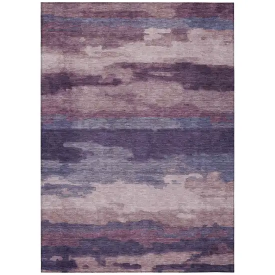 Eggplant And Purple Abstract Washable Indoor Outdoor Area Rug Photo 3
