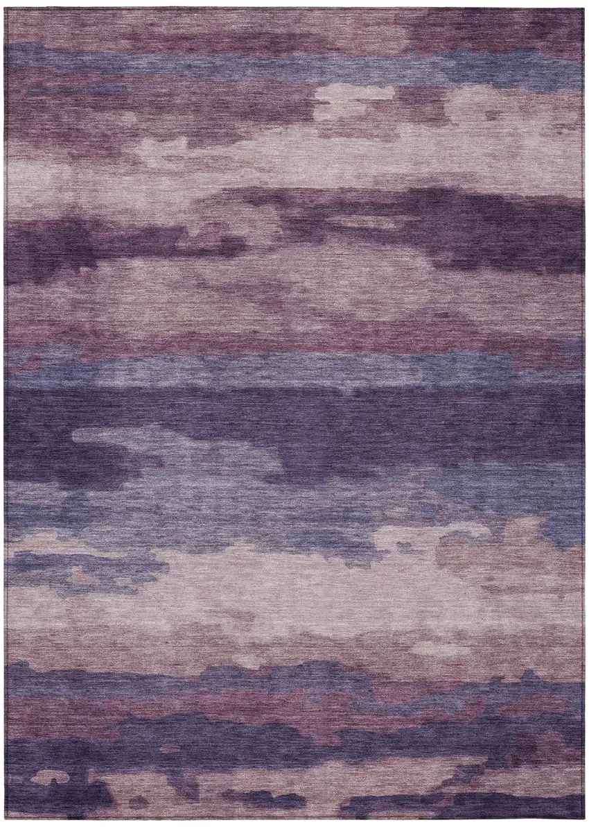 Eggplant And Purple Abstract Washable Indoor Outdoor Area Rug Photo 3