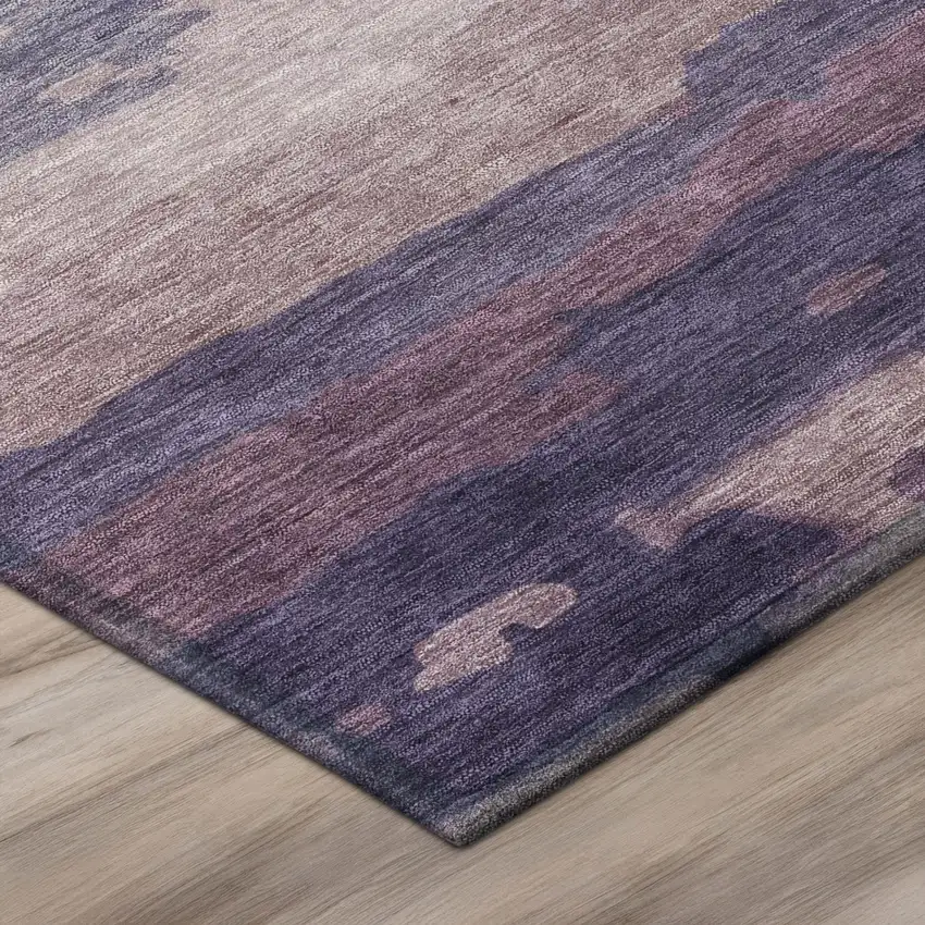 Eggplant And Purple Abstract Washable Indoor Outdoor Area Rug Photo 7