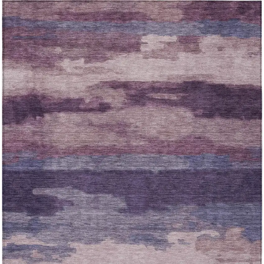 Eggplant And Purple Abstract Washable Indoor Outdoor Area Rug Photo 8