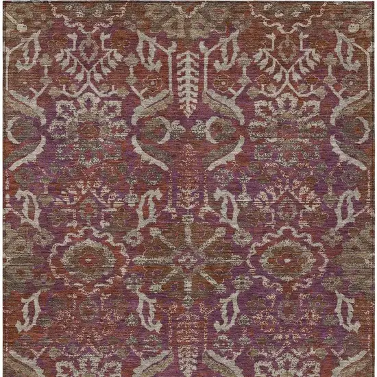 Eggplant And Purple Damask Washable Indoor Outdoor Area Rug Photo 3