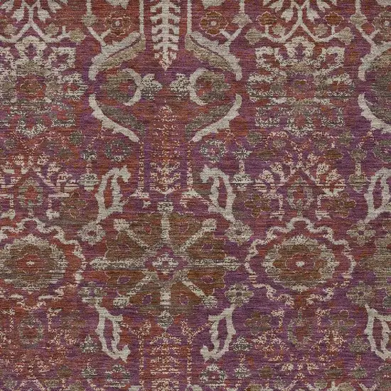 Eggplant And Purple Damask Washable Indoor Outdoor Area Rug Photo 2