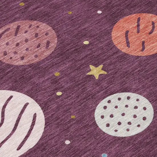 Eggplant And Purple Floral Washable Indoor Outdoor Area Rug Photo 5