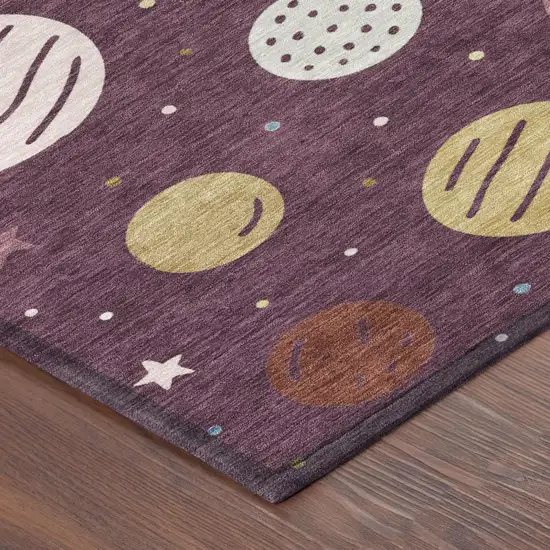 Eggplant And Purple Floral Washable Indoor Outdoor Area Rug Photo 4