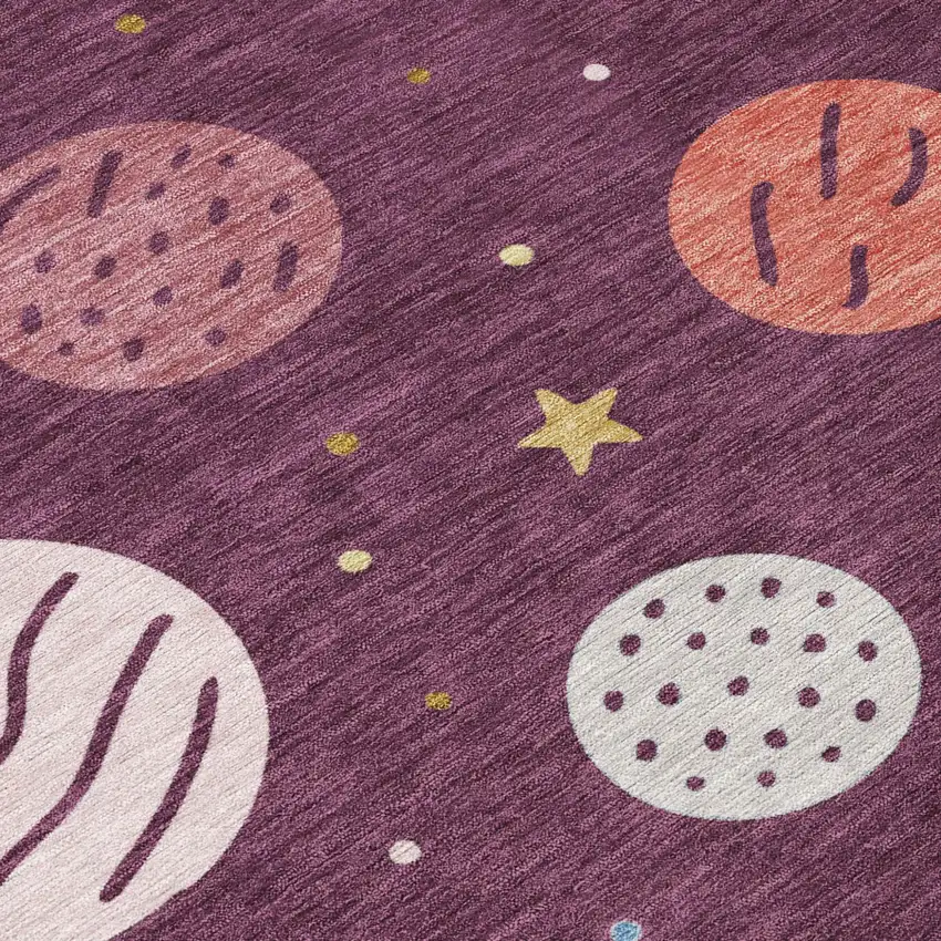 Eggplant And Purple Floral Washable Indoor Outdoor Area Rug Photo 5