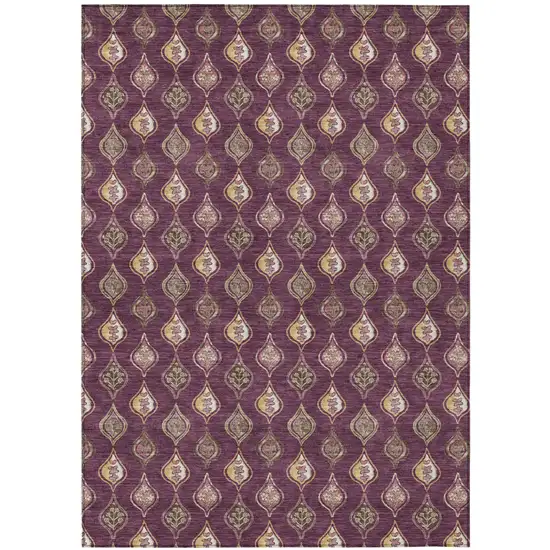 Eggplant And Purple Floral Washable Indoor Outdoor Area Rug Photo 2