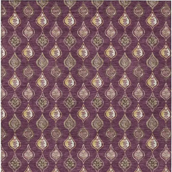 Eggplant And Purple Floral Washable Indoor Outdoor Area Rug Photo 1