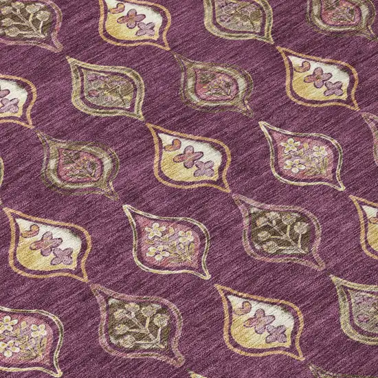 Eggplant And Purple Floral Washable Indoor Outdoor Area Rug Photo 5