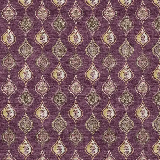 Eggplant And Purple Floral Washable Indoor Outdoor Area Rug Photo 2