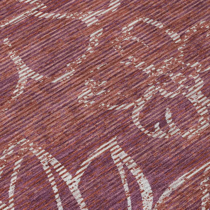 Eggplant And Purple Floral Washable Indoor Outdoor Area Rug Photo 4