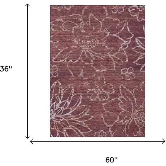 Eggplant And Purple Floral Washable Indoor Outdoor Area Rug Photo 5
