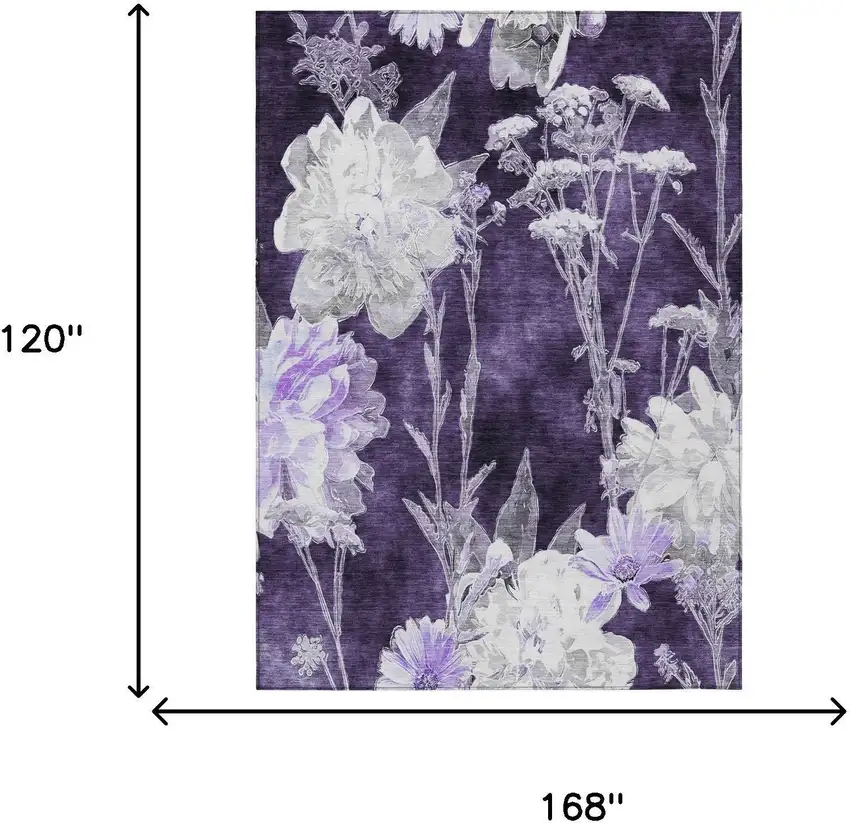Eggplant And Purple Floral Washable Indoor Outdoor Area Rug Photo 5
